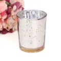 Bougeoir en verre mercure argenté tacheté photophore romantique décoration de table - Petits chandeliers dorés