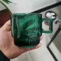 Tasse à café en verre vert foncé avec poignée carrée, gobelet élégant pour la maison. - 350 / Vert Foncé
