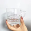 Clear glass coffee mug with handle and textured ribbed base for home daily use aesthetic cup - 301-400ml / Mug
