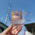 Tazza da caffè in vetro trasparente simpatica stampa animale fondo scanalato - 301-400ml / I LOVE YOU