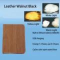 Creative PU leather folding book lamp with 3 LED light colors and walnut texture finish - Walnut Black PU Leather