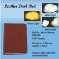 Creative LED folding book lamp with red walnut PU leather cover and 800mAh battery - Walnut Red PU Leather