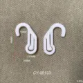 Detailed view of white plastic display hooks for OPP bags and paper cards, dimensions shown. - CY00133 (White S-Shape)