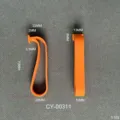 Orange silicone packaging handle hook with detailed size measurements 70mm x 22mm - 半开放挂环(CY00311)