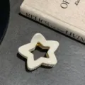 Primo piano di un fermaglio per capelli a forma di stella cava bianco crema per uno stile elegante. - Bianco avorio