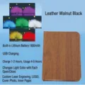 PU leather folding book lamp with 800mAh USB rechargeable battery and colorful LED light - Walnut Black PU Leather Type 1