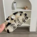 Elegant portable acetate hair comb with tortoiseshell pattern and heart cutouts design - Heart Cutout Half Moon Comb / Small (8.8x4.8cm) / Light Leopard