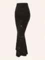 Sexy black sequin maxi fishtail skirt high waist ruched bodycon long skirt for elegant women - S / Bottoms / Black