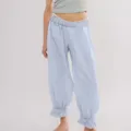 Light blue striped casual pants, high waist elastic stretchy lounge trousers variant. - S / Bottoms / Light Blue