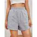 Women's heather grey high waisted elastic loose wide leg casual sports shorts - S / Bottoms / Gray