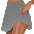 Jupe-short de sport grise pour femme avec short intégré pour le fitness et l'été - S / Bas / Gris
