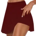 Jupe-short bordeaux à taille haute pour femme avec short intégré - Bordeaux