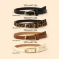 Cintura sottile in pelle PU da donna con fibbia dorata, elegante accessorio per jeans. - Set da 4 Pezzi
