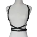 Imbracatura per il corpo in pelle nera, elegante cintura sul petto punk gotico accessorio moda. - Nero
