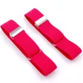 Adjustable elastic shirt sleeve garters in bright pink, metal clips, non-slip arm bands. - Rose Red