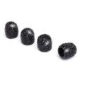 Close-up detail of sparkling black rhinestone car tire valve caps, universal decorative dust covers. - Black Rhinestones *4