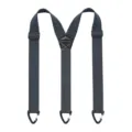 Bretelle elastiche da uomo blu scuro con tre ganci triangolari e design X-back. - Stile a 3 Ganci / Grigio scuro
