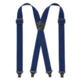 Bretelle elastiche da uomo con schiena a X, clip resistenti e design regolabile molto comodo. - Forma a X (Fibbia a Pressione) / Blu navy