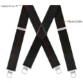 Bretelle elastiche da uomo a schiena X con clip metalliche resistenti larghe 5 cm nero. - 5x120cm / Nero