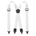 Bretelle elastiche regolabili da uomo con clip metalliche robuste e dettaglio in pelle X. - Forma a X bianco (stile con clip)