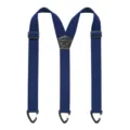 Bretelle elastiche blu da uomo con clip resistenti e toppa posteriore in pelle per pantaloni. - Stile a 3 Ganci / Blu navy
