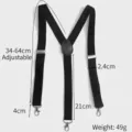 Dimensiones detalladas de tirantes ajustables en Y para hombre con 3 clips metálicos - Negro