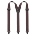 Dettaglio bretelle marroni con texture mais, larghezza 3.8cm unisex elasticate con clip. - Stile Fibbia A Scatto Forma Y / Marrone scuro