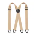 Dettaglio bretelle elastiche uomo outdoor con fettuccia a spina di mais e moschettoni. - Stile Quattro Clip Grano di Mais / Kaki