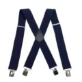 Vista dettagliata delle bretelle elastiche blu scuro da uomo con design a X e clip. - 5x120cm / Blu navy