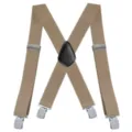 Vista dettagliata di larghe bretelle da uomo 5cm kaki con clip metalliche resistenti. - 5x120cm / Kaki