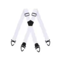 Bretelle da montagna bianche a X con ganci in plastica resistenti e comode per adulti. - 4 Ganci (Gancio Girevole) / Bianco