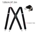 Bretelle da uomo a X resistenti con clip in metallo, larghe 3,5 cm e lunghe 120 cm. - Stile toppa in pelle nera a forma di diamante larga 3,5 cm
