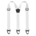 Elastiche bretelle bianche per uomo e donna, robuste cinghie per pantaloni con clip. - 3 Ganci (Gancio Girevole) / Bianco
