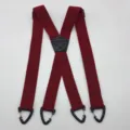 Braces da lavoro uomo bordeaux con ganci rapidi, larghezza 3.8cm design regolabile a schiena X - Borgogna