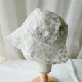 Cappello da pesca in pizzo floreale bianco da donna protezione solare estiva traspirante cavo - Taglia unica / Bianco
