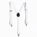 Vista detallada de tirantes blancos para hombre en forma de Y con tres ganchos - Blanco