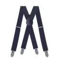 Bretelle elastiche blu navy da uomo con schiena a X e clip metalliche resistenti. - Nero (clip terminale senza linguetta in pelle)