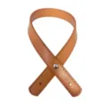 Asa corta de cuero PU marrón para bolso 1.8x45cm con remaches de plata y costura doble - 1 Pieza / Amarillo Tierra