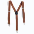 Vista detallada de los tirantes en Y ajustables para hombre con clips metálicos resistentes - Camel