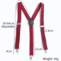 Medidas detalladas de los tirantes elásticos rojos ajustables con 3 clips para hombre - Burdeos