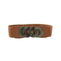 Cintura elastica larga marrone da donna con fibbia in metallo vintage per outfit casual. - Colore caramello