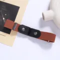 Elastic buckleless lazy waist belt for women, adjustable stretch jeans waist strap brown. - Camel