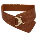 Cintura elastica larga da donna marrone motivo serpente cappotto cintura decorativa. - Cammello