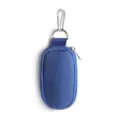 Portable blue zipper storage pouch with keychain hook, essential oil bag detail view. - Sapphire Blue