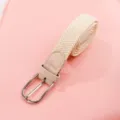 Cintura elastica intrecciata da donna con fibbia in metallo argentato, cintura casual jeans. - Beige