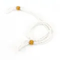 Cordino per collana bianco intrecciato a mano con perline di legno, corda regolabile. - Bianco