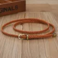 Donna marrone intrecciato sottile cintura fibbia metallo retro casual vestito vita corda. - Cammello