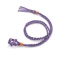 Handgemachte lila geflochtene Kristall Stein Halter Halskette Seil mit Holzperlen Boho - Dunkellila