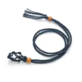 Handgemachte geflochtene Steinhalter Halskette Kordel mit Holzperlen, verstellbares Design. - Tintenblau