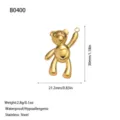 Detailed view of gold stainless steel teddy bear pendant with dimensions and specifications - Bear Shape (B0400) / Gold